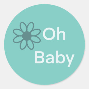 Oh Baby Blue Floral Daisy Ronde Sticker