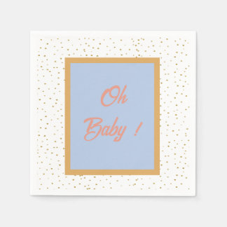 Oh Baby Blue Gold Ginkgo Leaf Baby shower Servet