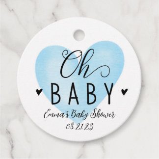 Oh Baby Blue Heart Baby shower Label