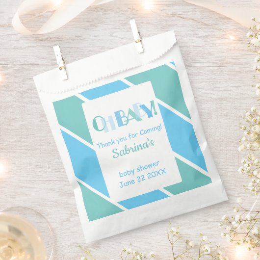 Oh Baby Blue Modern Baby shower Favorietentas Bedankzakje (Geknipt)