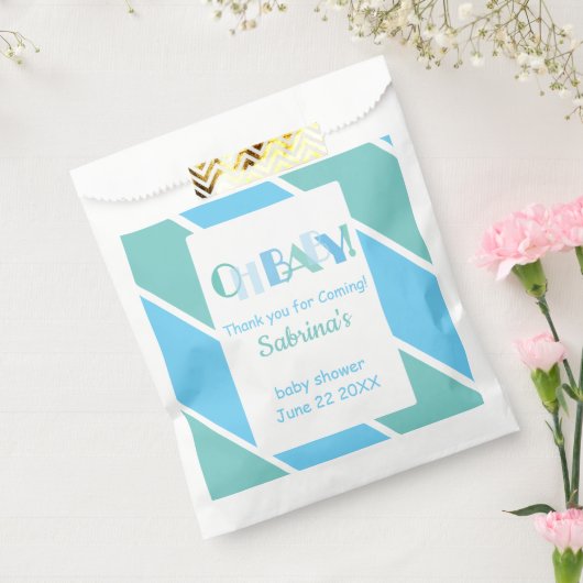 Oh Baby Blue Modern Baby shower Favorietentas Bedankzakje (Gezegeld)