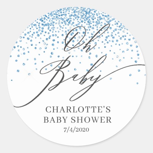 Oh Baby Blue Parties scintillant Favoriser Sticker (Devant)