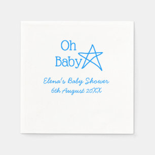 Oh baby blue star baby shower voeg naam modern ver servet