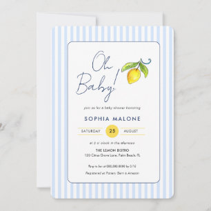 Oh Baby Blue strepen Lemon Baby jongensdouche Kaart
