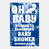 Oh Baby Blue Tie Dye Boy Baby shower Bienvenue (Recto)