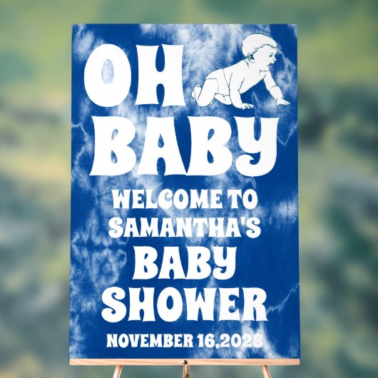 Oh Baby Blue Tie Dye Boy Baby shower Bienvenue (Neutre)
