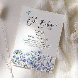 Oh Baby Blue Wildflower Baby shower Kaart