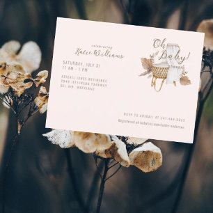 Oh Baby Blush Bassinet Baby shower Briefkaart