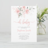 Oh Baby Blush rose Baby shower fille Invitation (Debout devant)