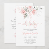 Oh Baby Blush rose Baby shower fille Invitation (Devant / Derrière)