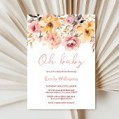 Oh Baby Blush Rose Floral Baby shower Invitation