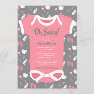 Oh Baby! Bodysuit baby meisje douche uitnodiging