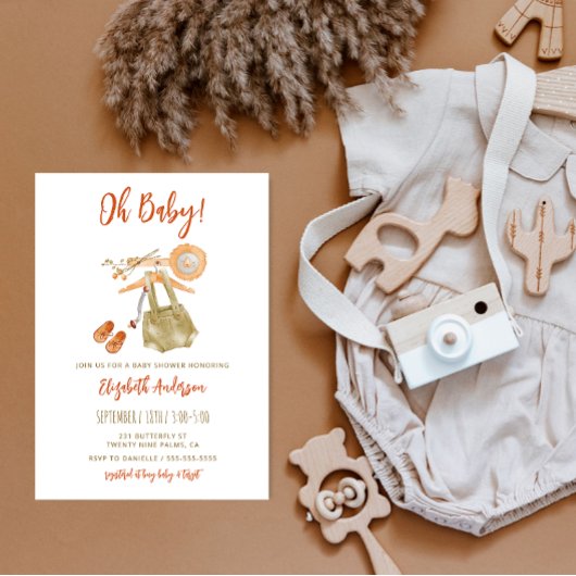 Oh Baby Boho Baby shower Invitation