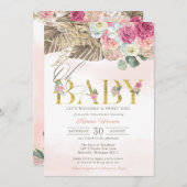 OH BABY Boho Bloemen Pampas & Palm Meisje Shower U Kaart (Voorkant / Achterkant)