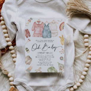 Oh Baby Boho Clothes Baby shower Uitnodiging