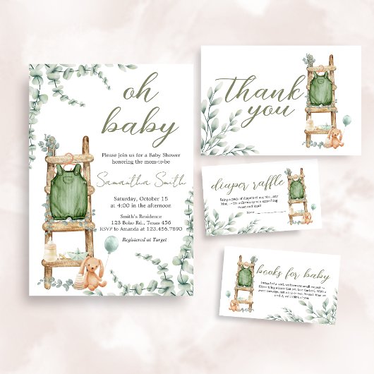 Oh Baby Boho Eucalyptus Baby shower Kaart
