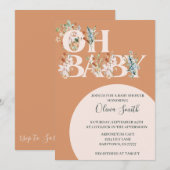 OH BABY Boho Floral Baby shower Kaart (Voorkant / Achterkant)