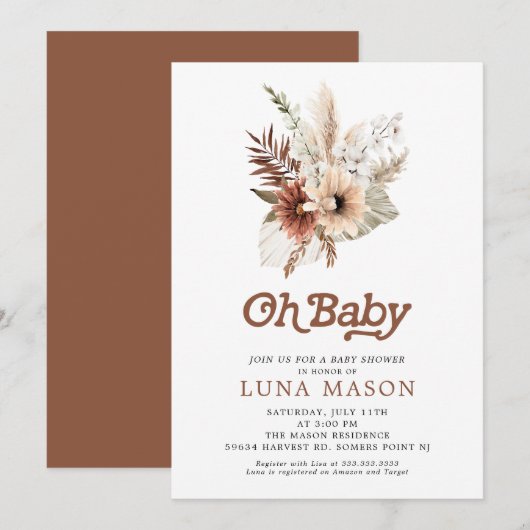 Oh Baby Boho Genre Neutre Baby shower Invitation (Devant / Derrière)