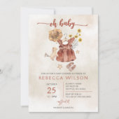 Oh Baby Boho Girl Baby shower Invitation (Devant)