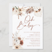 Oh Baby Boho Pampas Baby shower Invitation (Devant)
