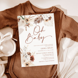 Oh Baby Boho Pampas Baby shower Uitnodiging