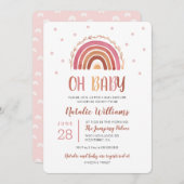 Oh Baby Boho Rainbow Baby shower Invitation (Devant / Derrière)