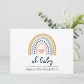 Oh Baby Boho Rainbow Girl Baby shower Invitation (Debout devant)