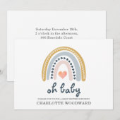 Oh Baby Boho Rainbow Girl Baby shower Invitation (Devant / Derrière)