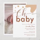 Oh Baby Boho Script Genderneutraal Baby shower Kaart (Voorkant / Achterkant)