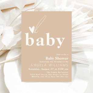 Oh Baby Boho Simple Heart Baby shower Kaart