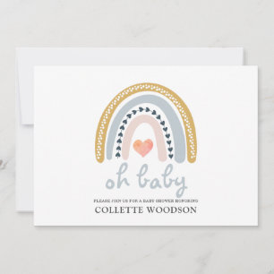 Oh Baby Boho Waterverf Rainbow Baby shower Invita Kaart
