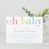 Oh Baby Bold Pastel Invitation Baby shower Rainbow (Debout devant)