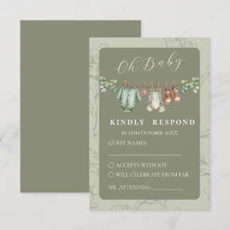 Oh Baby Botanische Salie Baby Shower RSVP Kaartje