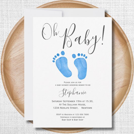 Oh Baby Boy Baby shower Invitation