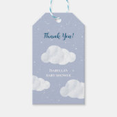 Oh Baby Boy Blue Clouds Sky Stars Baby shower Cadeaulabel (Voorkant)