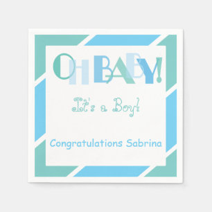 Oh Baby Boy Blue Modern Baby shower Party Servette Servet
