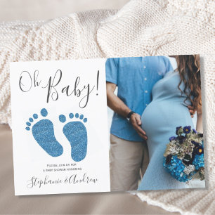 Oh Baby Boy Couples Foto Blue Baby shower Kaart
