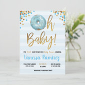 Oh Baby Boy Donut Baby shower Sprinkle Invitation (Debout devant)