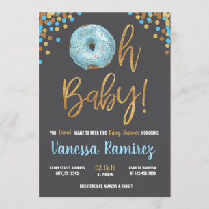 Oh Baby Boy Donut Baby shower Sprinkle Uitnodiging