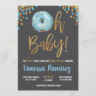 Oh Baby Boy Donut Baby shower Sprinkle Uitnodiging