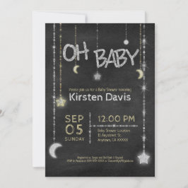 Oh Baby Boy Girl Krijtbord Moon Stars Baby shower Kaart