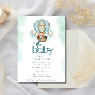 Oh Baby Boy Hot Air Balloon Baby shower Invitation