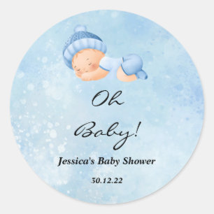 Oh Baby Boy Stickers Baby shower rond