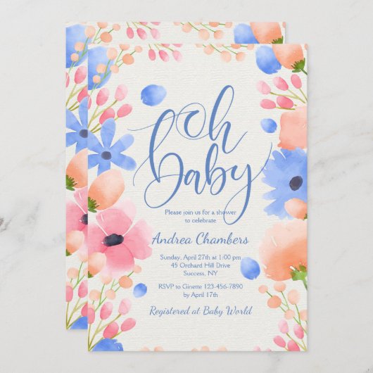 Oh Baby Boy uitnodiging (Voorkant / Achterkant)