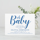 Oh Baby - Bright Blue Polka Dot Baby shower Kaart (Staand voorkant)