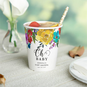 Oh Baby Bright & Bold Bloemen Baby Borrel Papieren Bekers