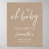 Oh Baby Brown minimalistisch welkom Poster (Voorkant)