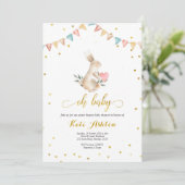 Oh Baby Bunny Baby shower Invitation (Debout devant)