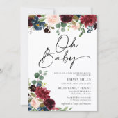 Oh Baby Burgundy Blush Baby shower Invitation (Devant)