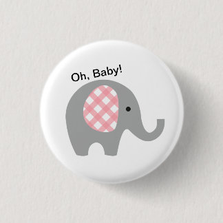 Oh, Baby! Button met grijze olifant en roze oorlog